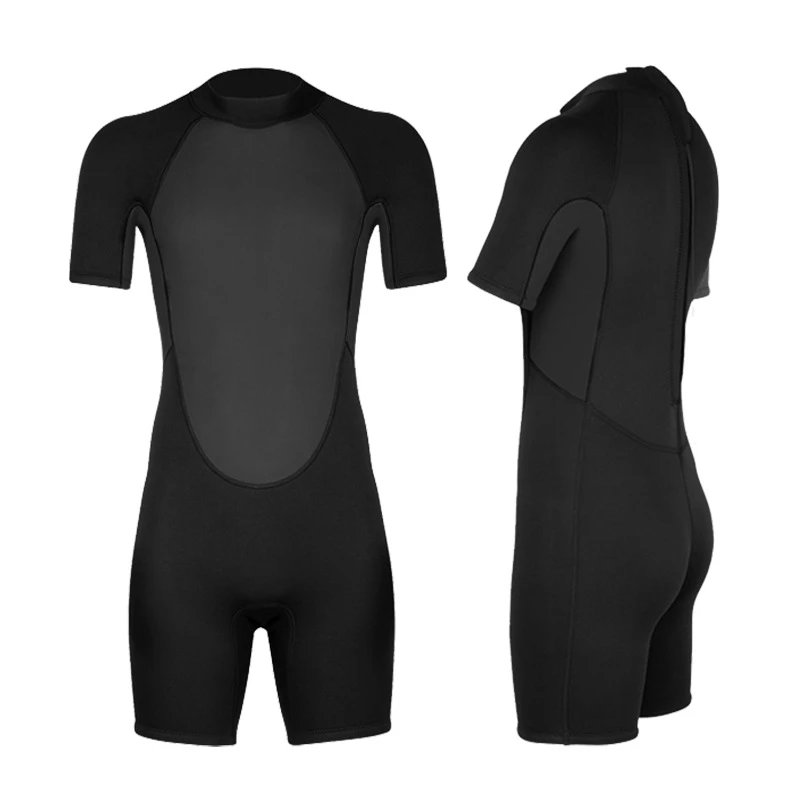 现货潜水服泳衣3MM短袖短裤连体自由潜冲浪衣浮游泳保暖防晒男士 - 137338