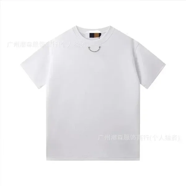 Design Chain-Trimmed Crewneck White T-Shirt - 1