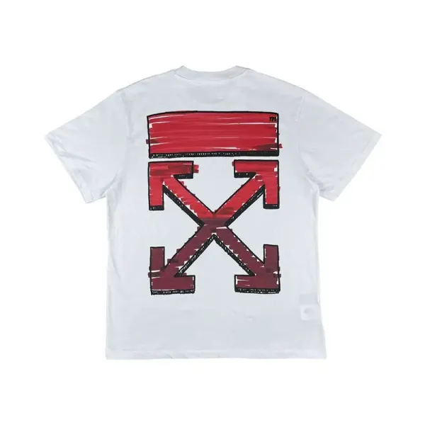 Off-White Diag Arrow Sketch Red T-Shirt - 1