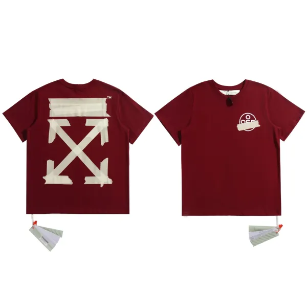 Off-White Industrial Tape Arrow Burgundy T-Shirt - 1