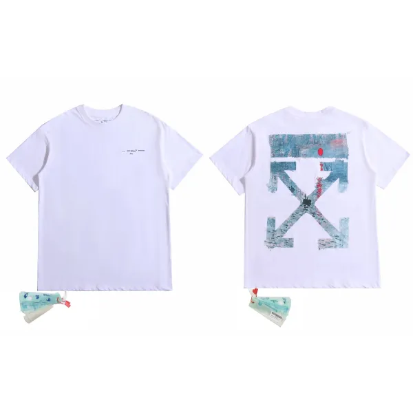 Off-White Painted Arrow Graphic White T-Shirt - 1