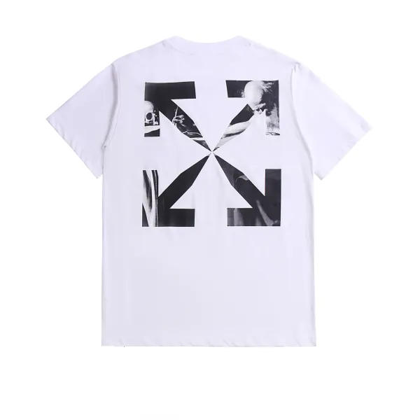 Off-White Diagonal Stripe Graphic White T-Shirt - 25