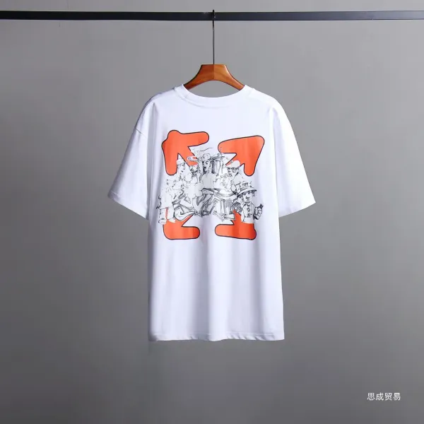 Off-White Diagonal Stripe Graphic White T-Shirt - 28