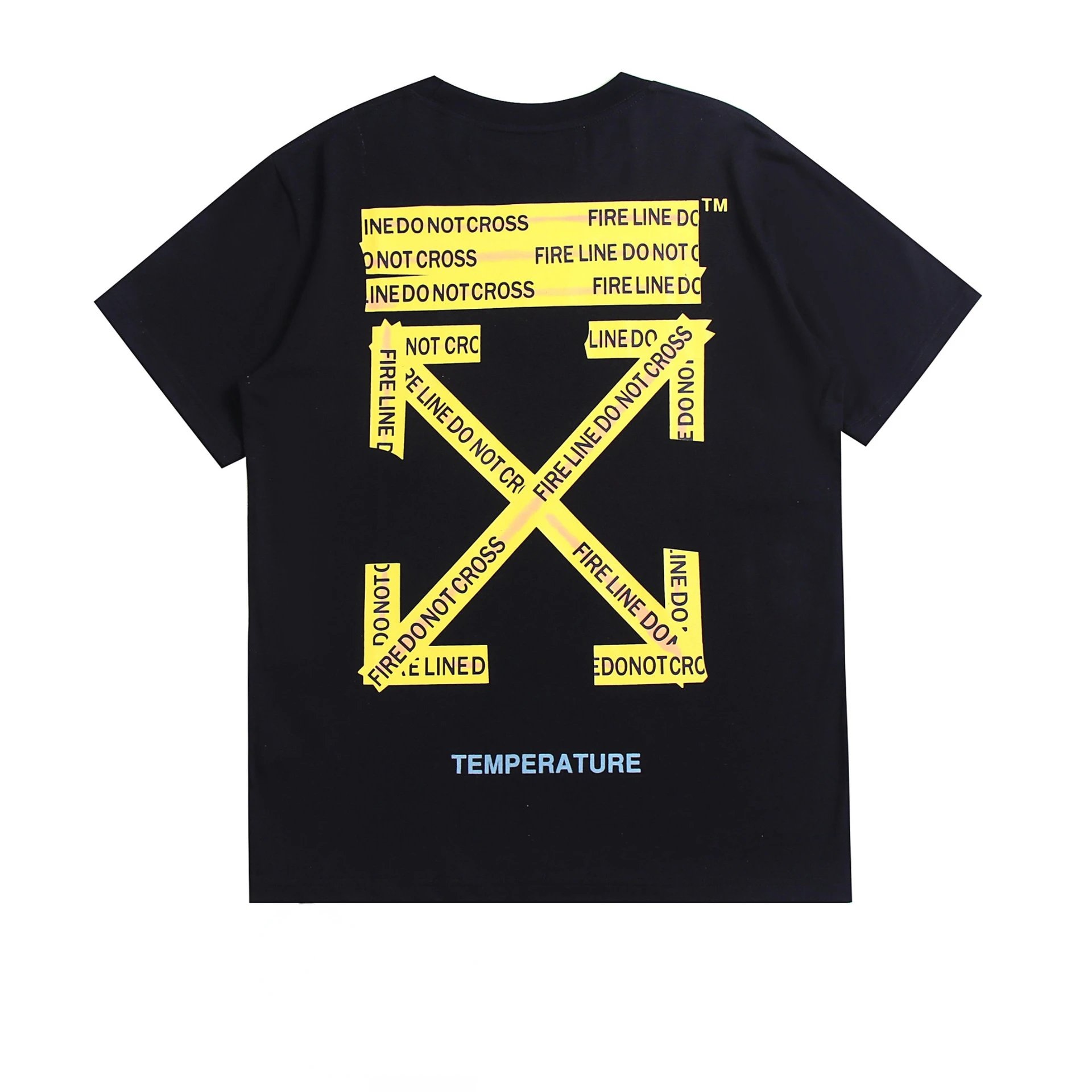 Off-White Fire Line Tape T-Shirt Black