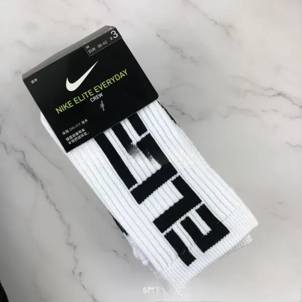 Nike Elite Everyday Crew Socks White/Black - 1