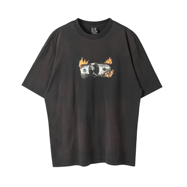 SO/ME Burning Money Graphic T-Shirt Black - 1