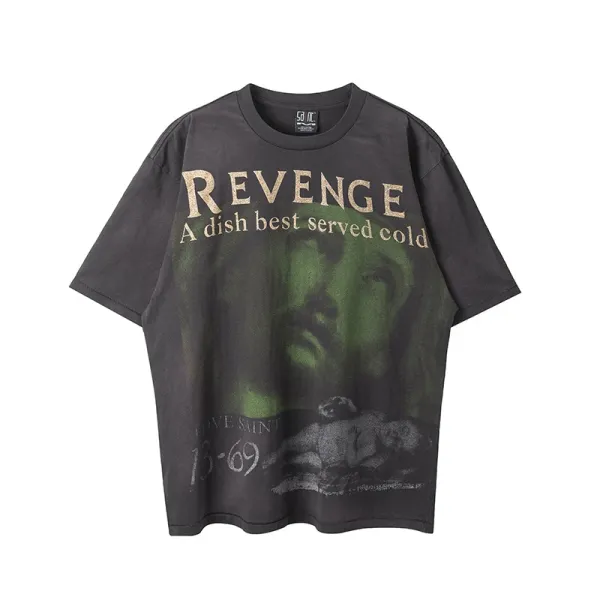 SO/IN Revenge Graphic Oversized T-Shirt Charcoal Gray - 1