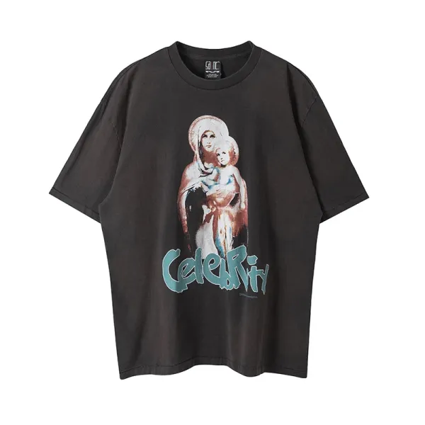 Celebrity T-Shirt Black Graphic Print Oversized T-Shirt - 1