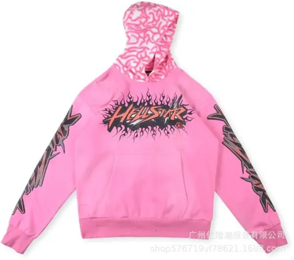Hellstar Pink Flame Graphic Hoodie - 1