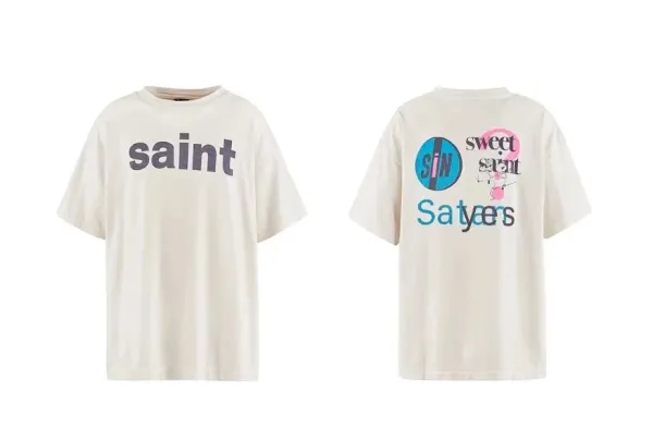 Saint Laurent Saint Graphic Print Off-White T-Shirt - 1
