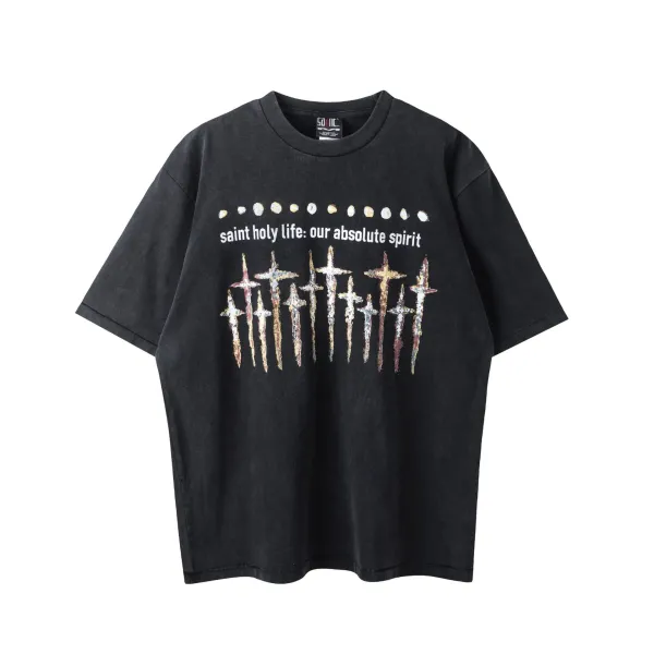 Saint Holy Life x 50 NC Crosses Graphic Black T-Shirt - 1