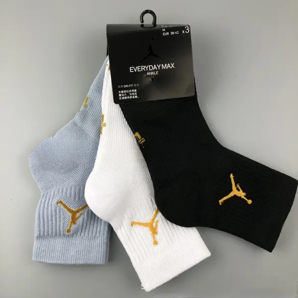 Air Jordan Everyday Max Ankle Socks in Black, White, and Light Blue - 1