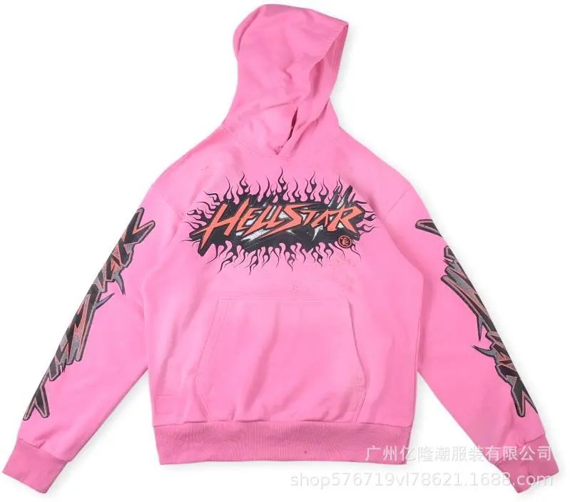 Hellstar Pink Flame Graphic Hoodie - 1