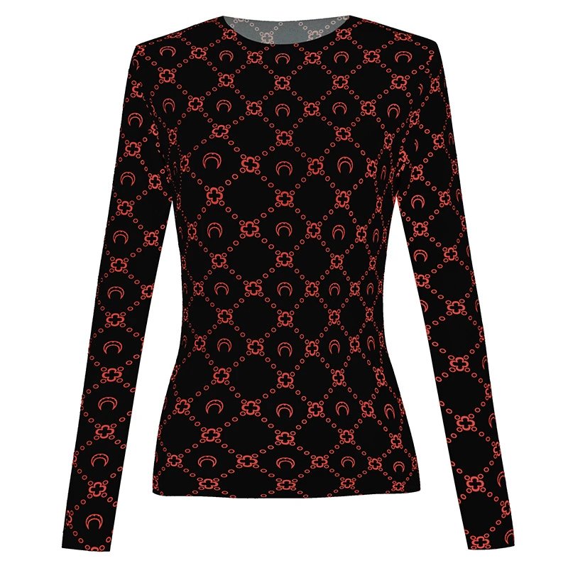 Gucci GG Marmont Print Long-Sleeve Top Black Red - 1