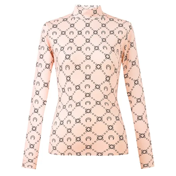 Gucci GG Marmont Print Peach Turtleneck Top - 1