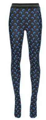 Design Crescent Moon Print Leggings Black Blue - 1