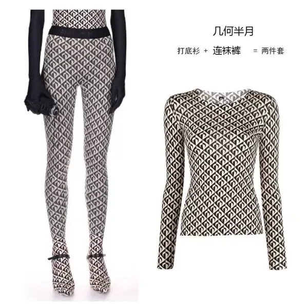 Geometric Half Moon + Patterned Base Layer Set Multicolor Clothing - 1