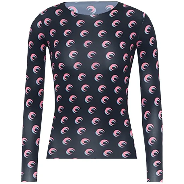 Design Abstract Swirl Print Long-Sleeve Base-Layer Top - 1