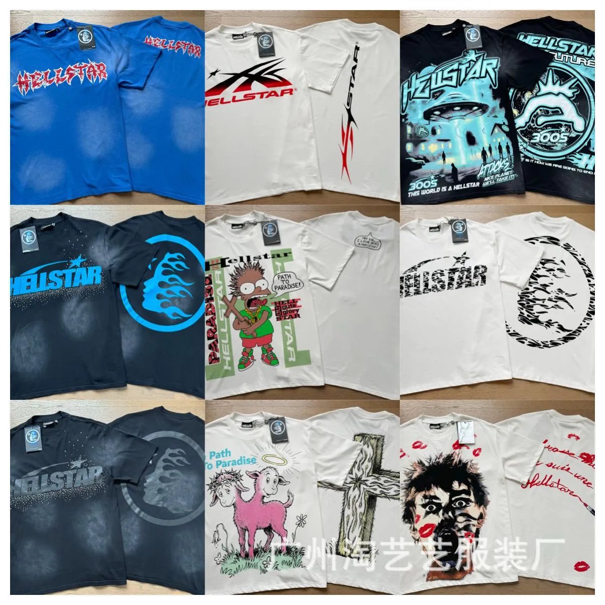 Wash water worn beautiful fashion street full print graffiti print short sleeve blouse for men and women T shirt