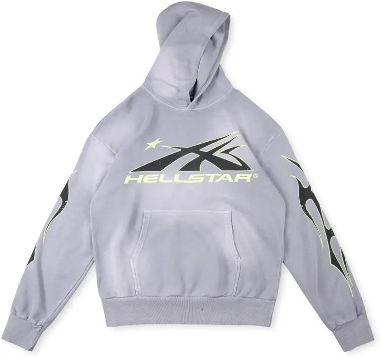 Hellstar X Logo Graphic Hoodie Gray - 1