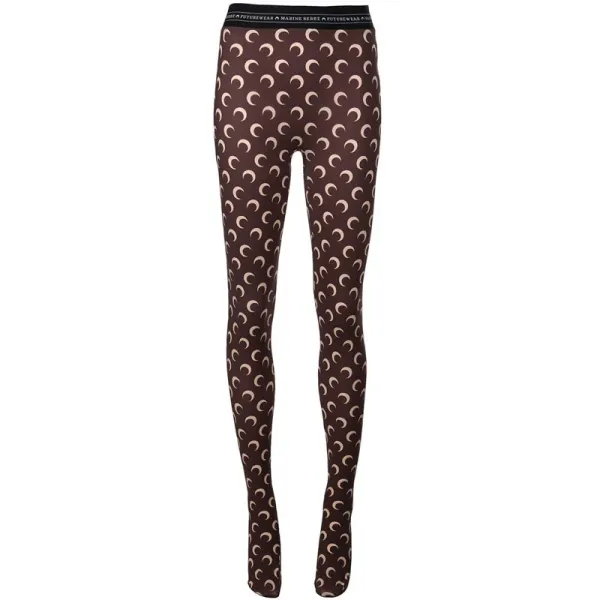 Marine Serre Crescent Moon Print Brown Leggings - 1