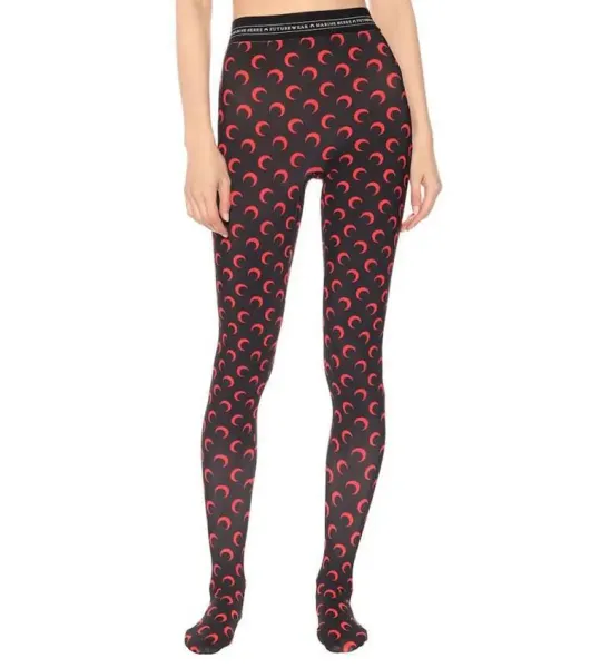 Marine Serre Crescent Moon Print Leggings Black Red - 1