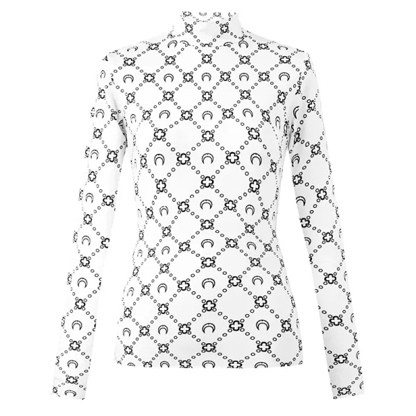Gucci GG Marmont Print Long-Sleeve Turtleneck Top White - 1