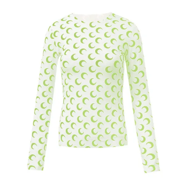 Design Crescent Moon Print Long-Sleeve Base-Layer Top - 1