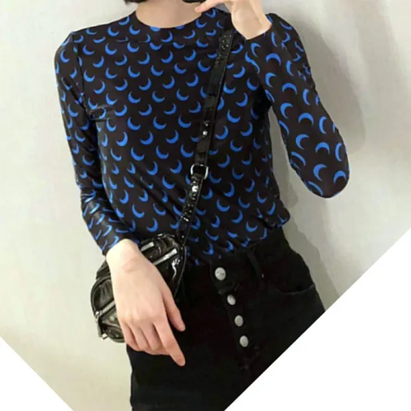 Celine Moon Print Long-Sleeve Base-Layer Top in Cream and Green - 5