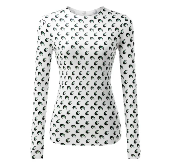 Design Abstract Crescent Print Long-Sleeve Base-Layer Top - 1