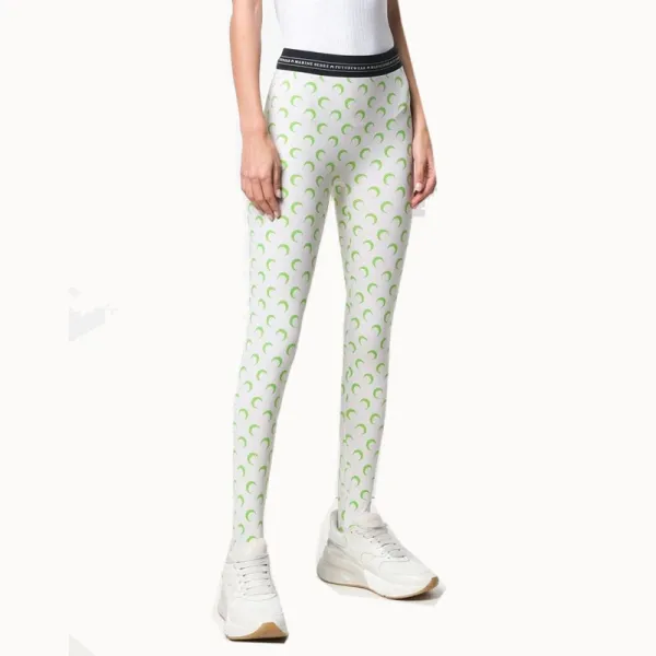Marine Serre Moon Print Leggings White Green - 1