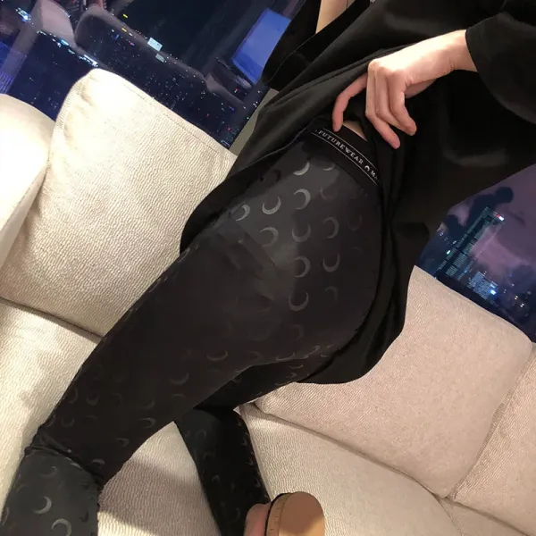Futurewear Moon Pattern Sheer Leggings Black - 1