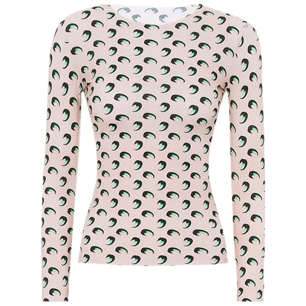 Multicolor Abstract Swirl Print Long-Sleeve Base-Layer Top - 1