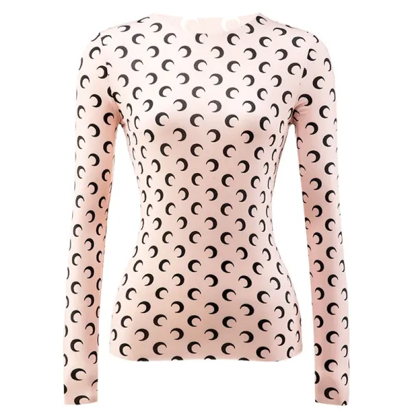 Celine Moon Print Long-Sleeve Top Pink - 1