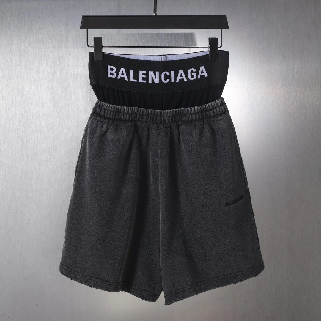 Balenciaga Double-Waist Distressed & Ripped Bermuda Shorts - rep szorty