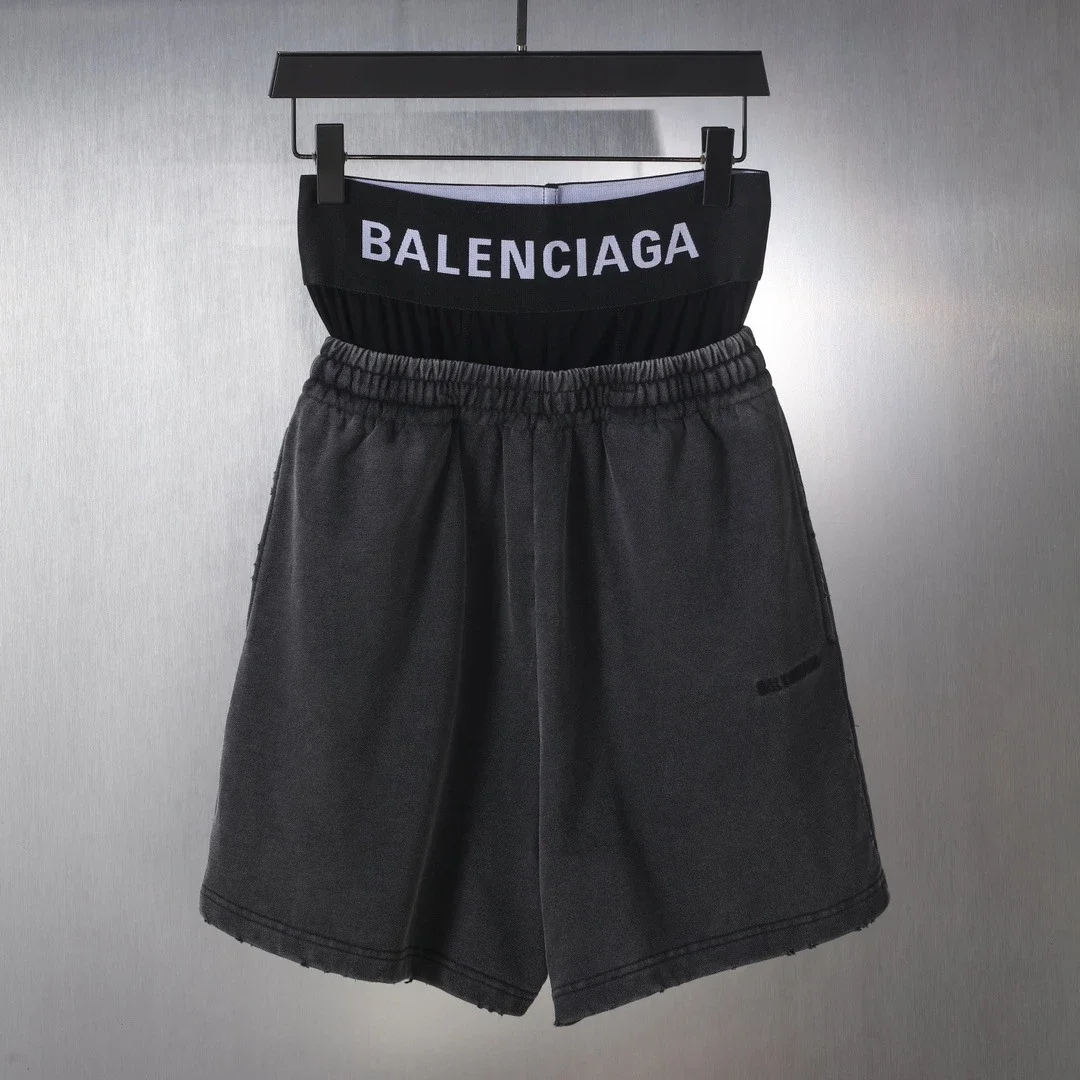 Balenciaga Double-Waist Distressed & Ripped Bermuda Shorts