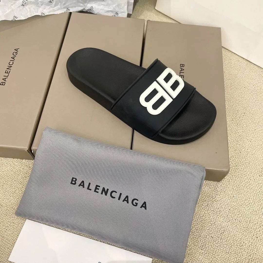 Balenciaga Rubber Slide Sandal with Large Logo
