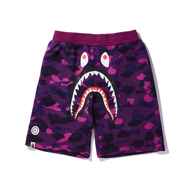BAPE Glow-in-the-Dark Camo Shark Casual Shorts - rep Bape