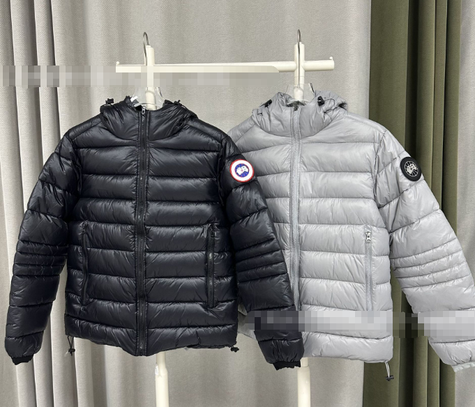 Cada SS23 Big Goose Men's Warm Solid Color Hooded Logo Cotton Jacket, Cypress Series, Shiny