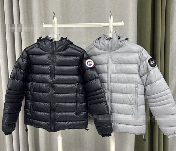 Cada SS23 Big Goose Men's Warm Solid Color Hooded Logo Cotton Jacket, Cypress Series, Shiny