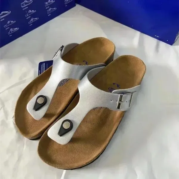 Birkenstock Gizeh Silver Metallic Sandals - 1