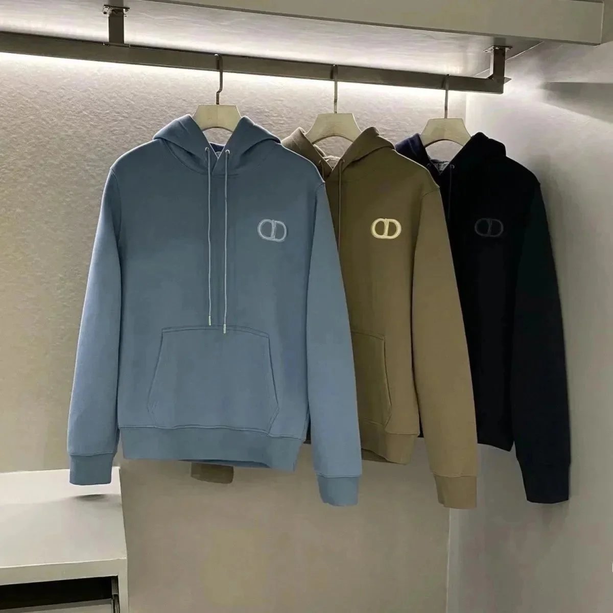 Dior Hoodies & Sweatshirts CD Logo Embroidered Pullover Hoodie — Blue