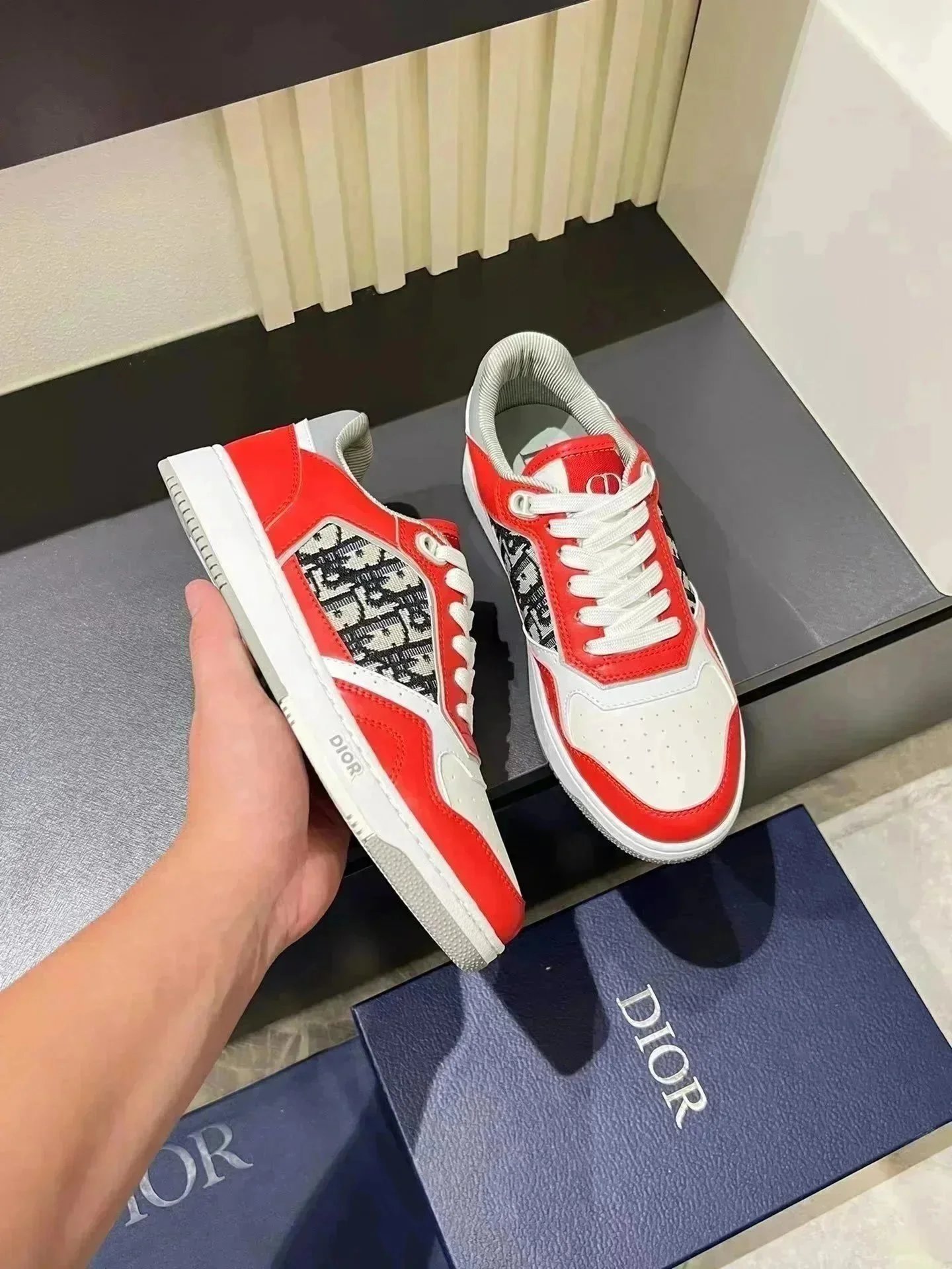 Dior Sneakers Logo-Monogram Lace-Up — 024*Top quality