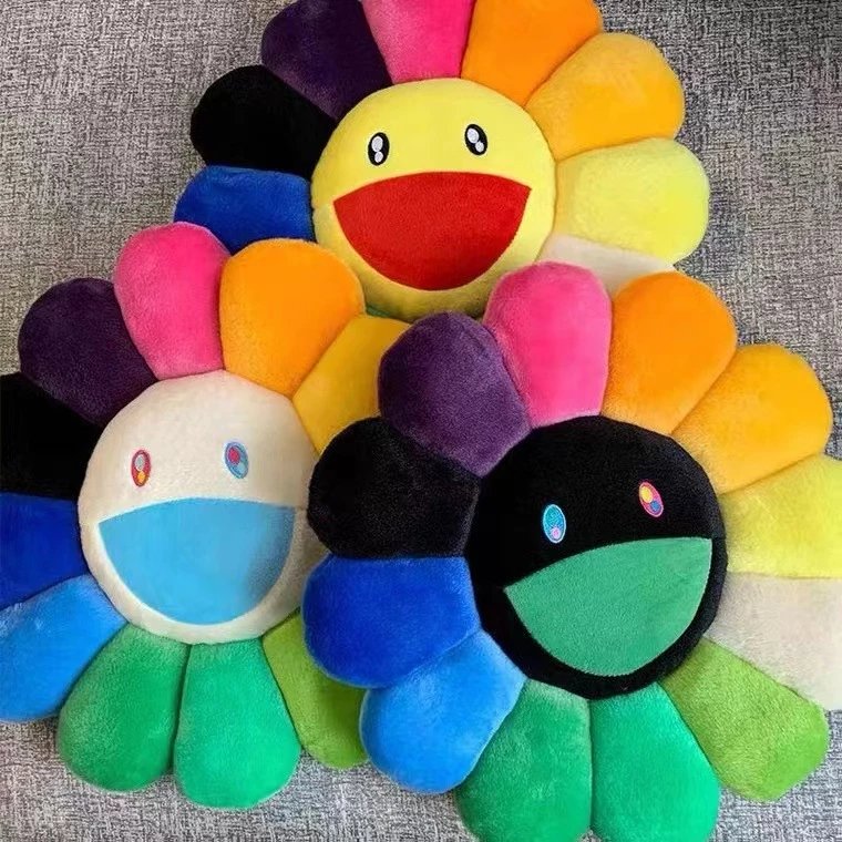Design Takashi Murakami x Kaikai Kiki Flower Plush Cushion Black and White Accessories - 2