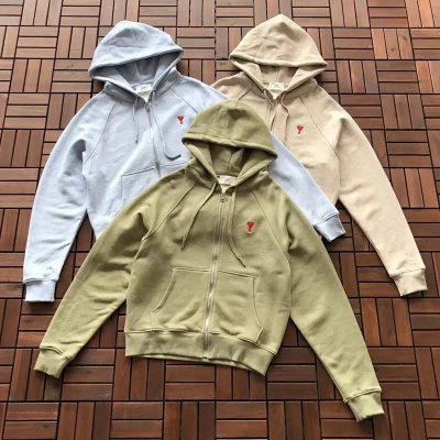 Ami Paris Heart Logo Zip-Up Hoodie [7 styles]