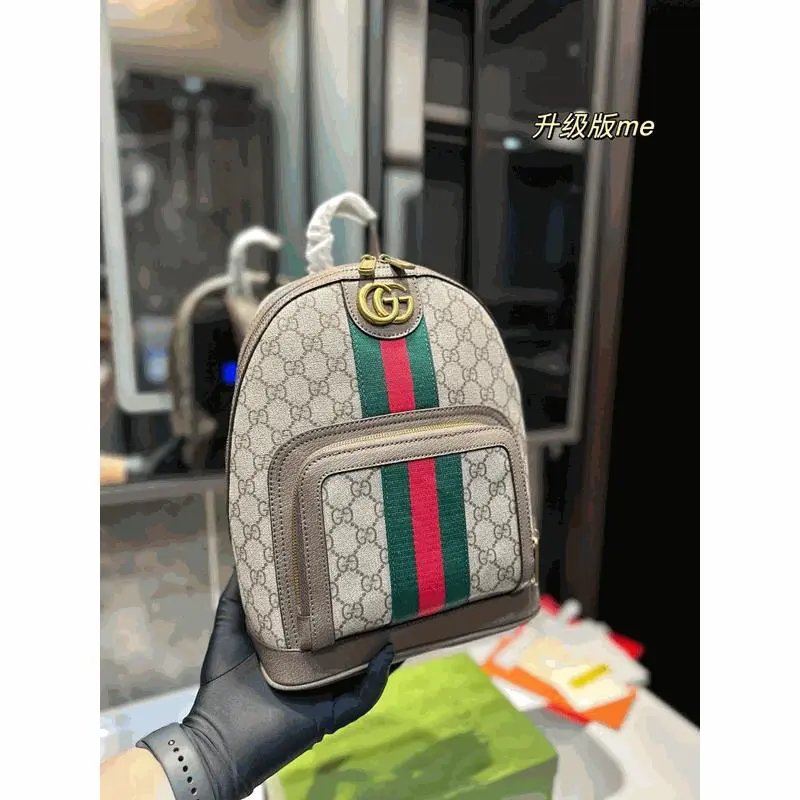 Gucci Beige Mini Backpack with Green and Red Stripes