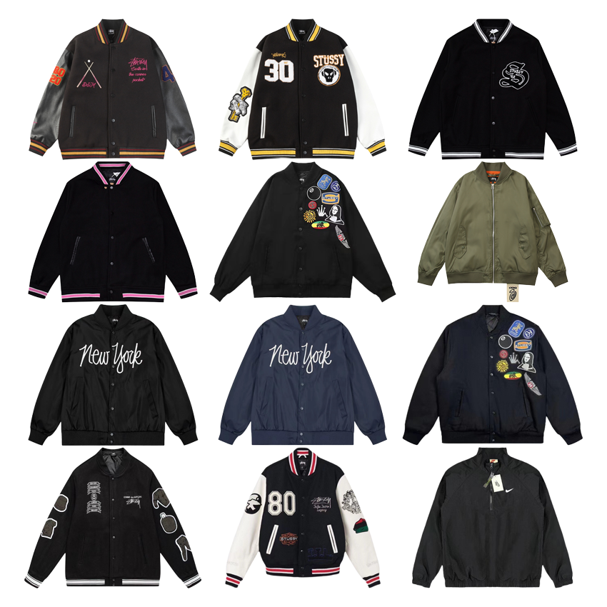 Stussy Black and White Baseball Jacket