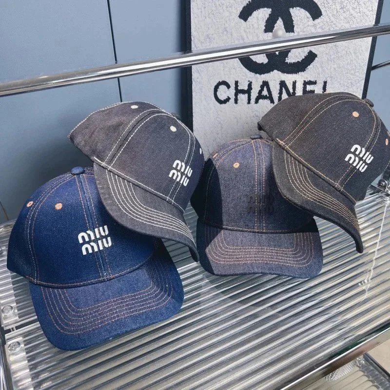 Miu Miu Denim Baseball Caps