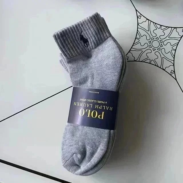 SIX PAIRS gray mid-calf socks [terry-lined] SKU image