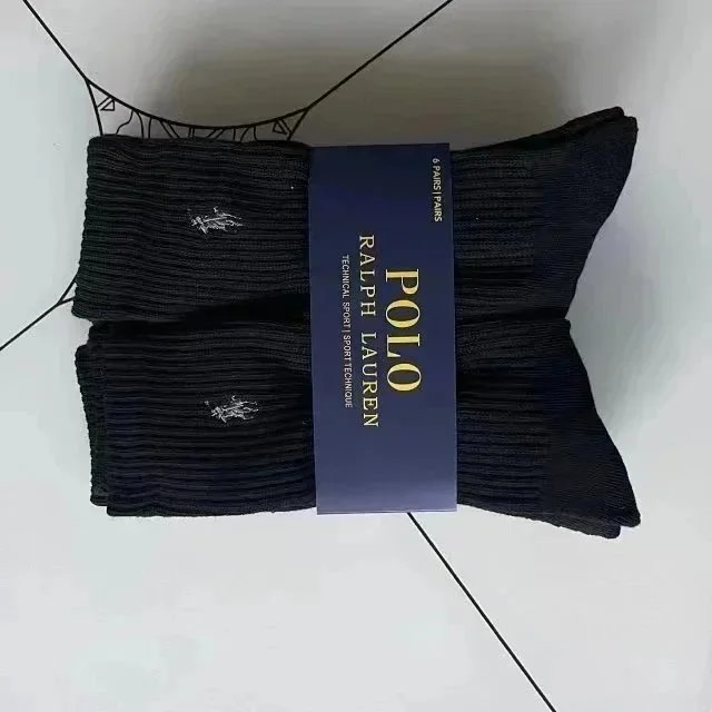 SIX PAIRS Black Knee-High [Terry-Lined] SKU image